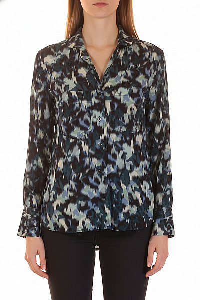 MANGO Dámská Košile S Dlouhým Rukávem Vzorovaná Modrá Vel. XS