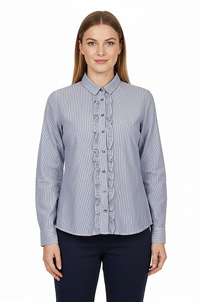 CLOSED Dámská Modrá Pruhovaná Košile Slim Fit S Dlouhým Rukávem Elegantní Velikost L