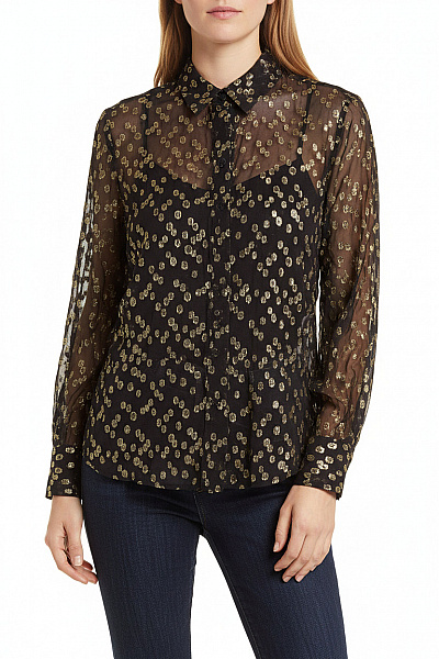 Vzorovaná Dámská Košile Hedvábná Černá Bruuns Bazaar