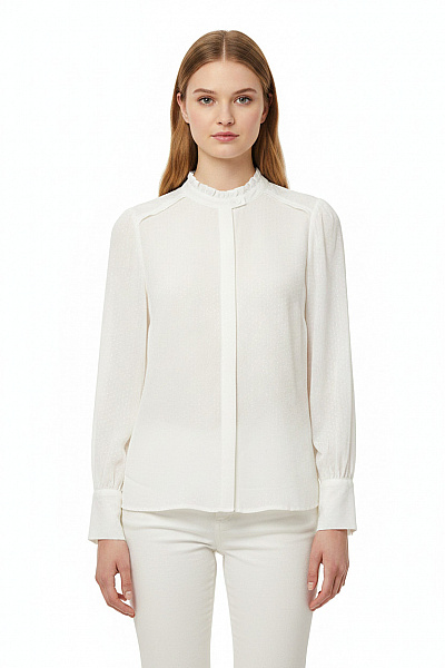 Steps Dámská Elegantní Lesklá Košile S Dlouhým Rukávem A Volánky Velikost 36