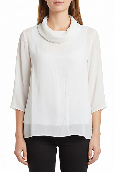 ZERO Dámská Bílá Halenka S Rolákem Průsvitná Volná Elegantní Vel. 42