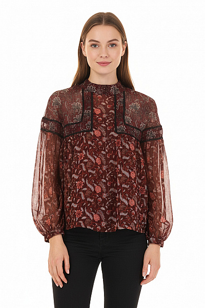 ZARA Vzorovaná  Halenka Hnědá Vel. S