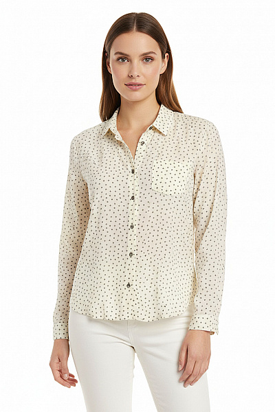 Scotch & Soda Dámská Košile Dlouhý Rukáv Krémová S Potiskem Hvězdy Ležérní Vzorovaná Vel. XXL