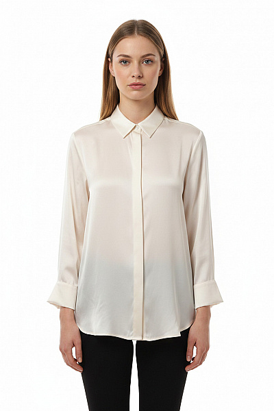 ZARA Dámská Elegantní Lesklá Košile S Dlouhým Rukávem Béžová Vel. XS