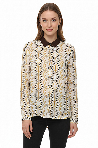 ZARA Dámská Košile S Dlouhým Rukávem Vzorovaná Béžová Vel. S