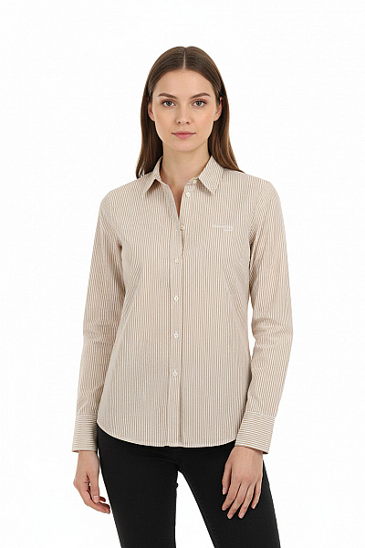 Marc O´Polo Dámská Béžová Pruhovaná Košile S Dlouhým Rukávem Vypasovaná Elegantní Vel. 38