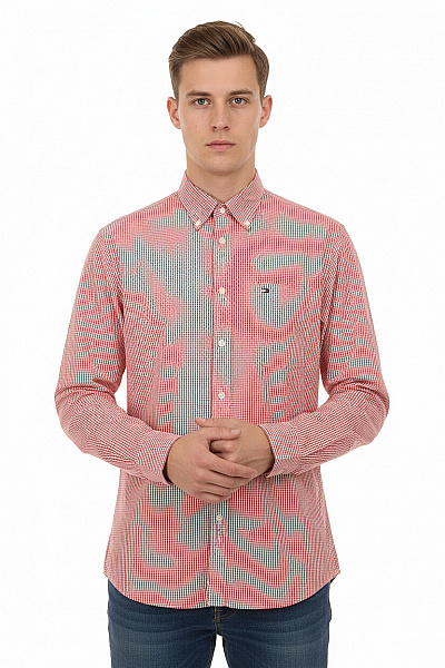 Vzorovaná Pánská Košile Červená TOMMY HILFIGER Vel. L