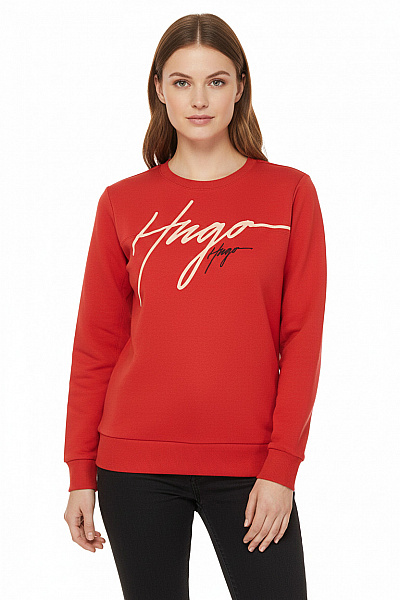 Dámská Mikina Bez Zapínání Červená Hugo Boss