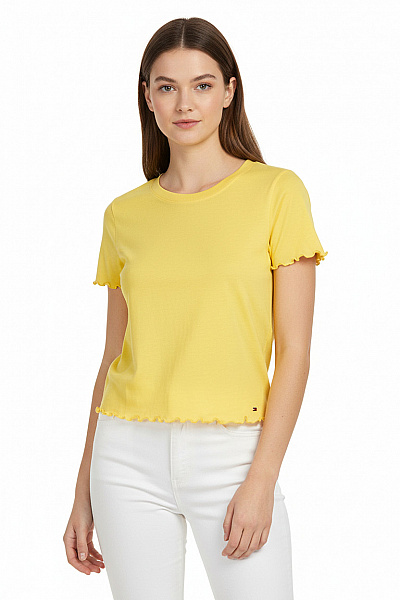 Dámské Tričko Žluté Hollister Second Hand Vel. XS