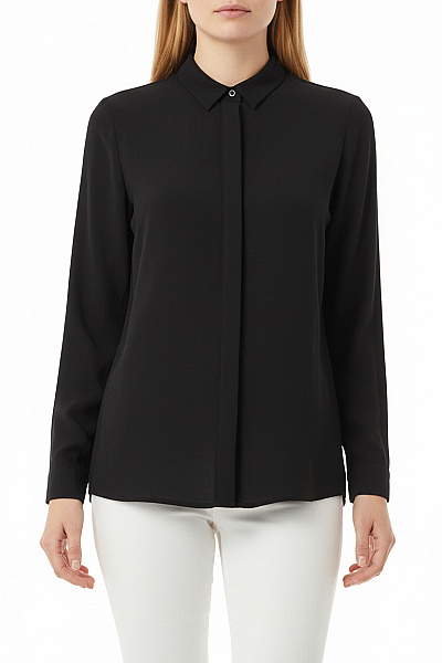 MSCH Copenhagen Dámská černá Košile S Dlouhým Rukávem Elegantní Volná Vel. S