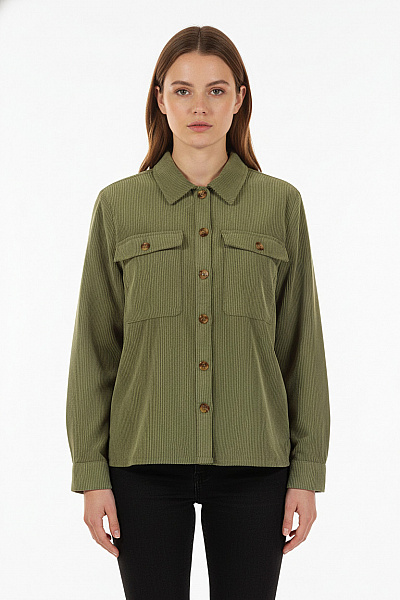 Krátký Dámský Kabát Zelený PIECES Second Hand Vel. S