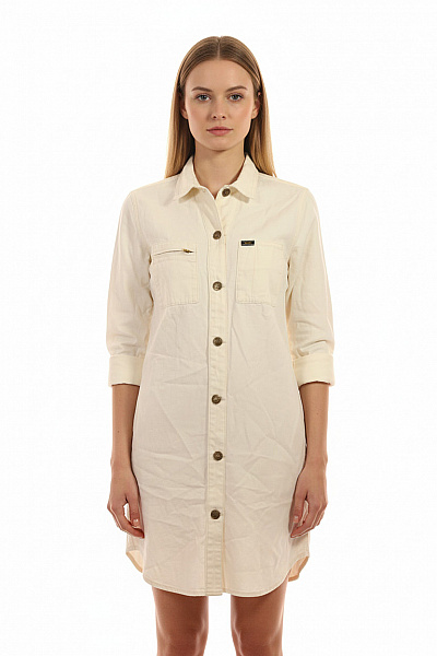 Lee  Dámská Krémová Košilová Tunika Dlouhý Rukáv S Kapsami Velikost XS