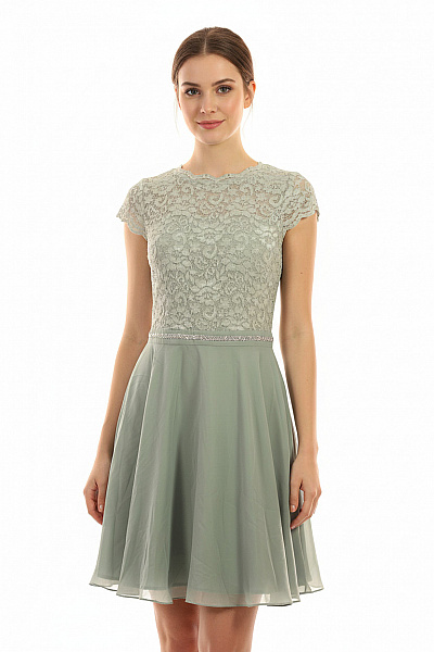 Swing Zelené Krajkové šaty S Krátkým Rukávem A Páskem Pro Družičky Velikost 36