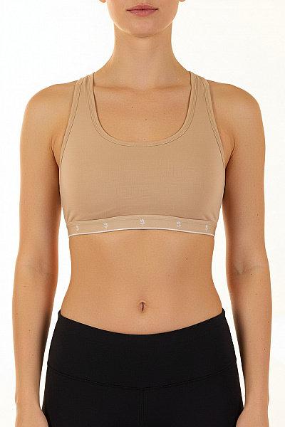 Seidensticker Dámská Bavlněná Sportovní Podprsenka Béžová S Květinovým Vzorem Velikost M