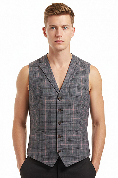 Společenská Pánská Vesta Vlněná Šedá WILVORST Vel. 46