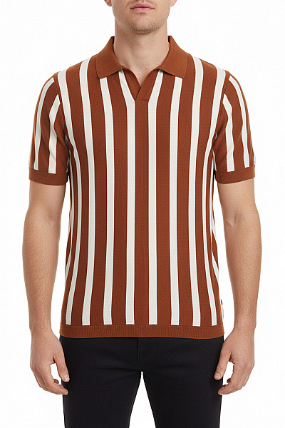 Pánské Tričko S Límečkem Hnědé Second Hand Vel. L