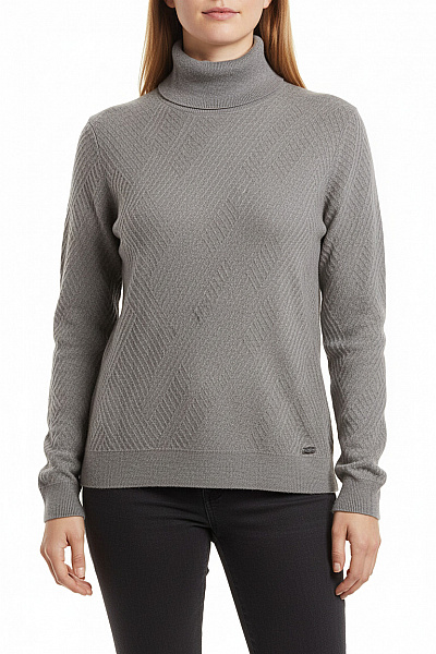 BRAX Dámský šedý Vzorovaný Pletený Rolák Velikost 52