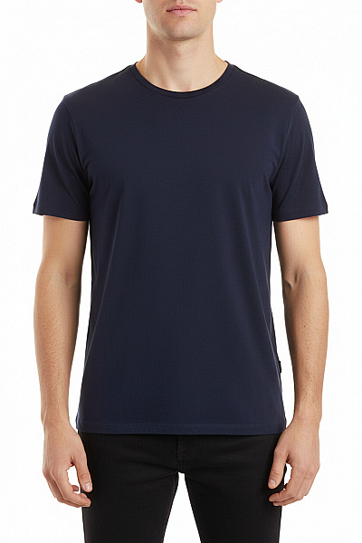 Jednoduché Pánské Tričko S Krátkým Rukávem Bavlněné Modré 