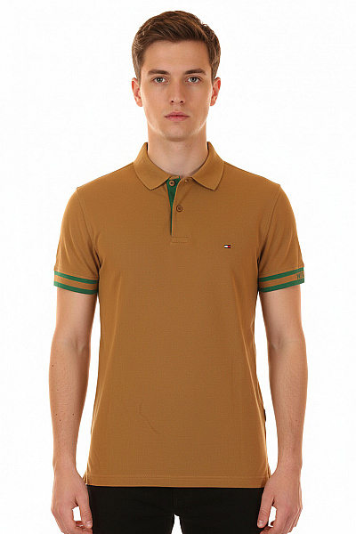 TOMMY HILFIGER Pánské Tričko Hnědé Vel. S