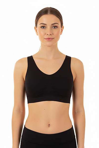 BYE BRA Dámská Sportovní Podprsenka Bezešvá černá Vel. L