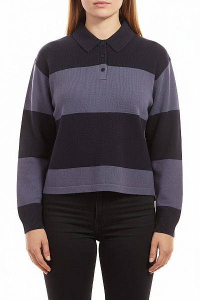 UNIQLO Dámský Pruhovaný Vlněný Pulovr S Límečkem Velikost XL