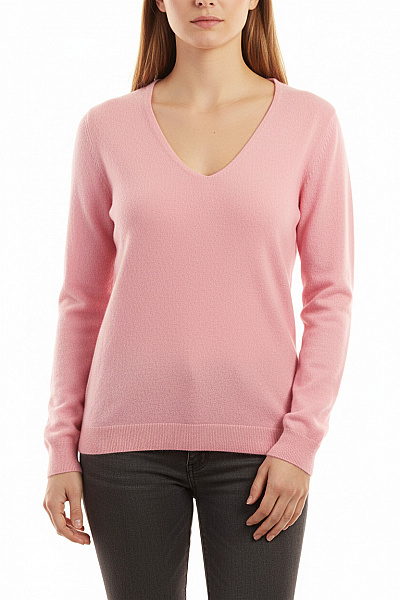 Dámský Svetr Kašmírový Růžový Second Hand Vel. L