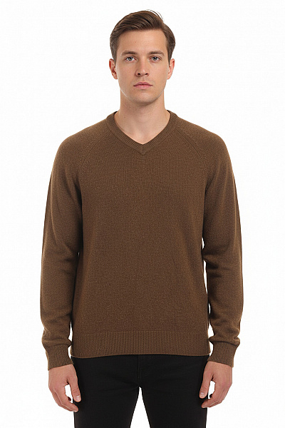 Pánský Svetr Vlněný Hnědý Vel. L