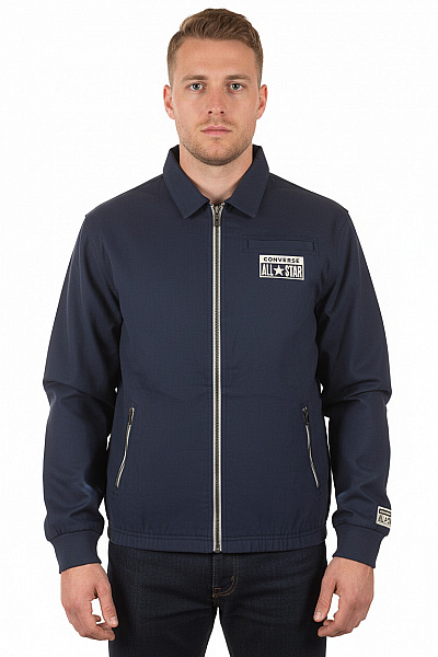 CONVERSE Pánská Bavlněná Jarní Bunda Modrá Bomber Styl Se Zipem Vel. XL