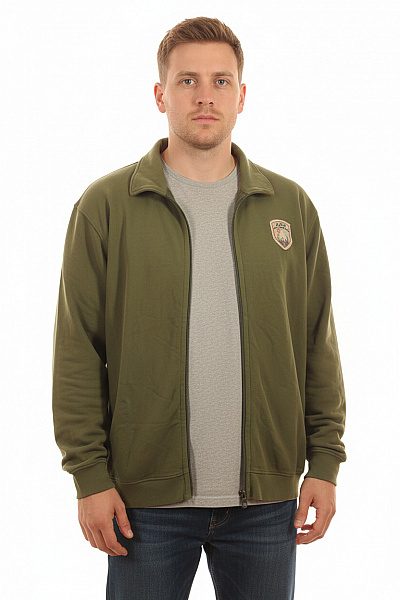 St.Moritz Pánská Zelená Mikina Na Zip Se Stojáčkem S Výšivkou Velikost 4XL