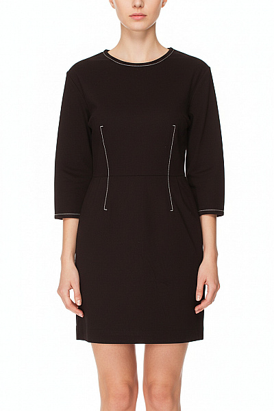 Weekday Černé šaty S Dlouhým Rukávem A Bílou Výšivkou Jednoduché Vel. XS