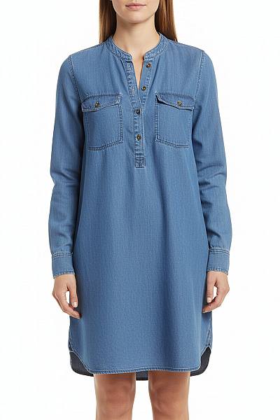 MANGO Dámské Džínové šaty S Dlouhým Rukávem A Kapsami Velikost M