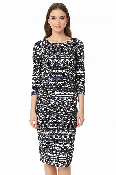 Reiss Dámské Pouzdrové šaty S Dlouhým Rukávem Abstraktní Vzor Vel. 34
