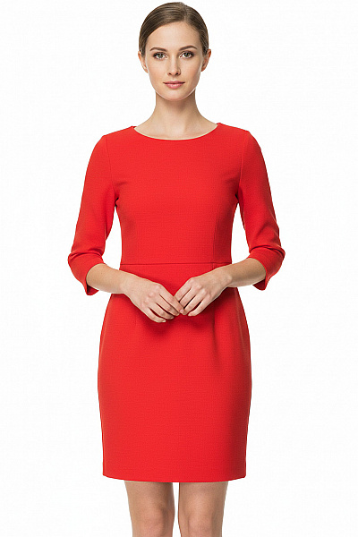 Sandro červené šaty S Krátkým Rukávem Elegantní Pouzdrové Vel. 1