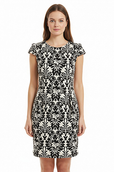 MANGO  Šaty S Květinovým Potiskem Černobílé Vel. M
