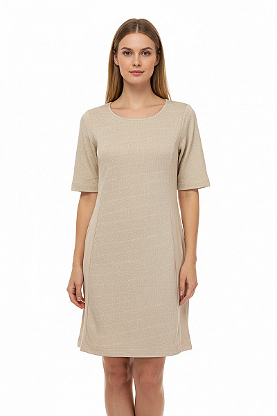 MANGO Béžové Třpytivé Mikinové šaty Krátké úpletové Jednoduché Velikost L