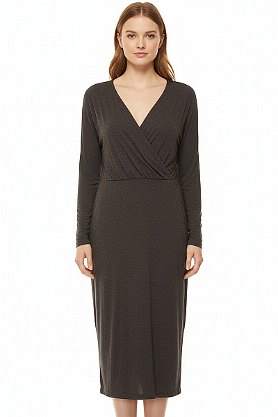 Y.A.S Dámské šaty Mikinové Zavinovací Dlouhé S Dlouhým Rukávem šedé Velikost L