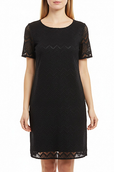 S.OLIVER Černé Třpytivé Krajkové šaty Krátké Letní S Rukávem Velikost 36