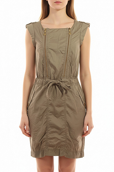 InWear Khaki Dámské šaty Safari Styl Se Zipy A Stahováním V Pase Velikost M