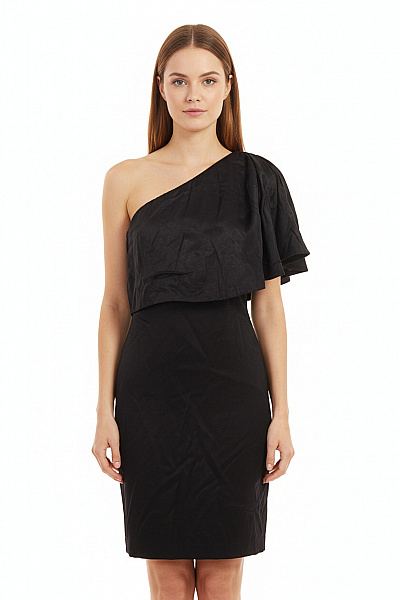 Reiss Černé Pouzdrové šaty Asymetrické Mini Volné Koktejlové Elegantní Vel. 40