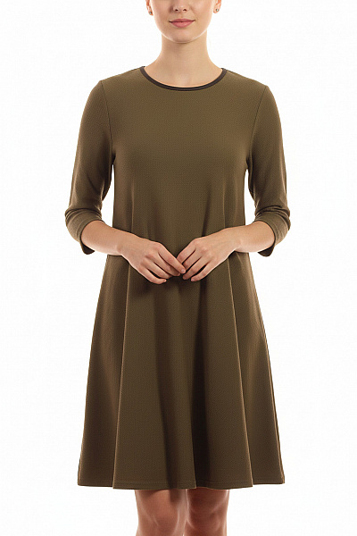 River Island Dámské Khaki Pletené Tunikové šaty Tříčtvrteční Rukáv Jednoduché Velikost 36