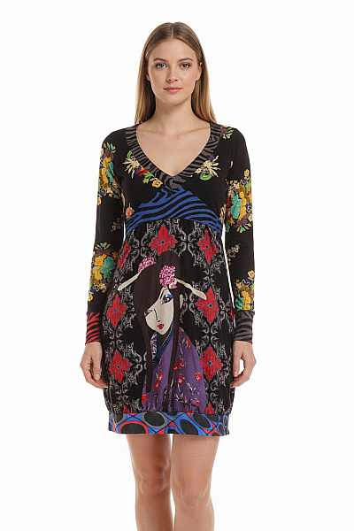  Mikinové Šaty Barevné DESIGUAL Second Hand Vel. L