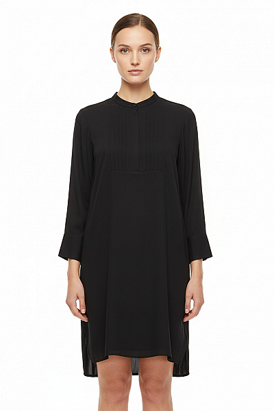 Ichi Dámské černé Tunikové šaty S Dlouhým Rukávem A Plisováním Velikost 38