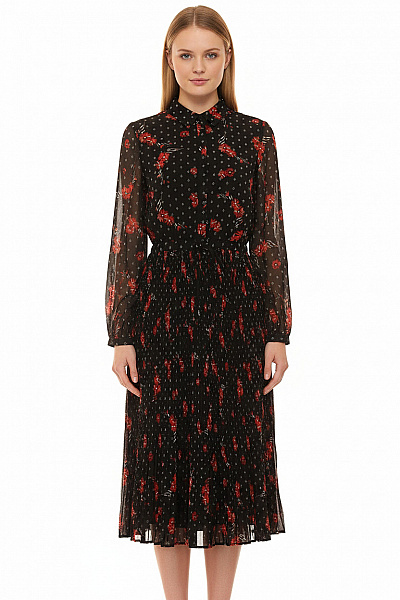 S.OLIVER Dámské šaty S Dlouhým Rukávem Květované Midi Vel. 34