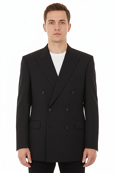 Marks & Spencer Pánské Sako Vlněné Černé Vel. M