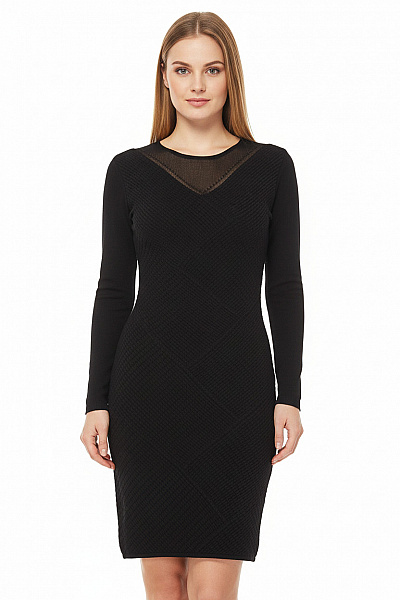 Reiss Dámské černé Pletené Pouzdrové šaty S Dlouhým Rukávem Vel. 38