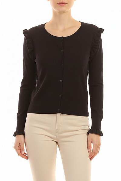 ZARA Dámský černý Propínací Kardigan S Nabíranými Rukávy Elegantní Velikost L