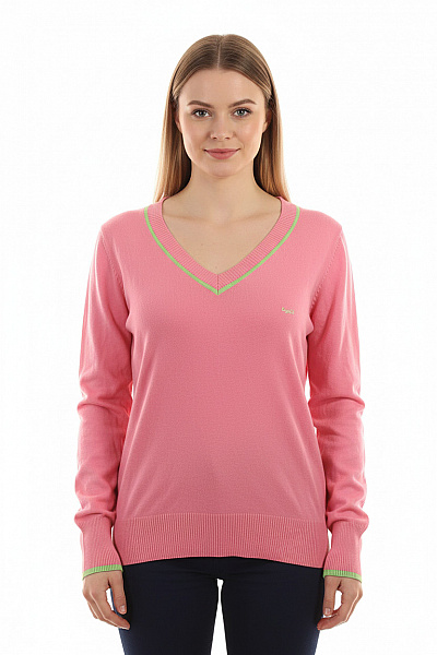 Esprit Dámský Růžový Pulovr žebrovaný S Výstřihem Do V Jarní Lehký Velikost XXL
