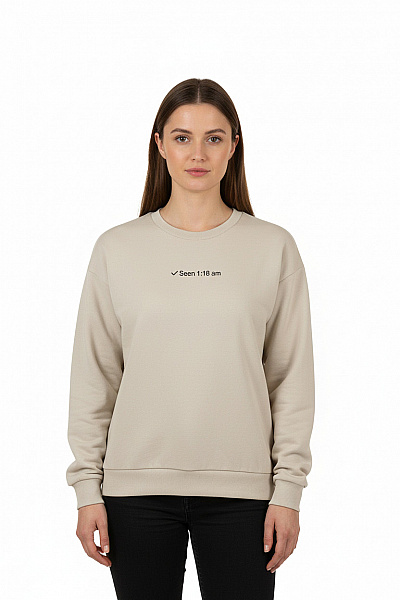 Bershka Dámská Béžová Mikina Crewneck S Dlouhým Rukávem Streetwear Velikost M
