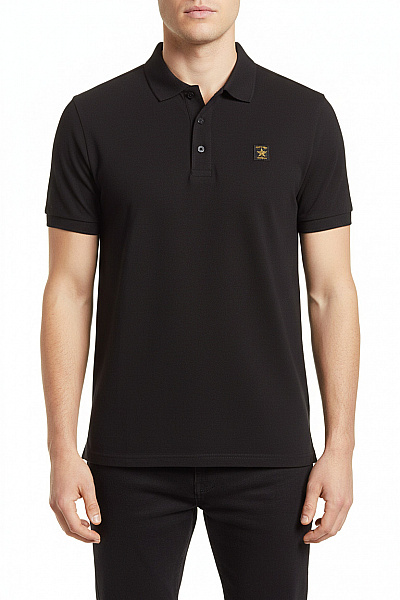 Pánské Tričko S Krátkým Rukávem A  Límečkem Bavlněné Černé Eight2Nine