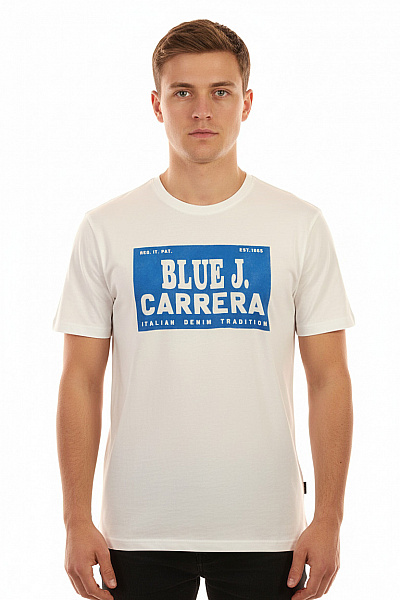 Carrera Pánské Bílé Tričko S Krátkým Rukávem A Kulatým Výstřihem S Potiskem Vel. L
